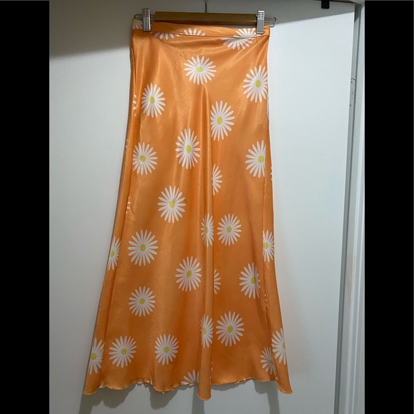 Satin Midi Floral Skirt - Picture 1 of 1